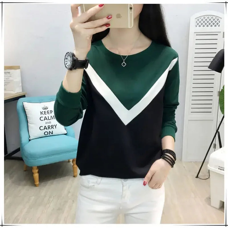 Woman Tshirts Women'S Long-Sleeved T-Shirt Autumn and Winter Loose Multicolor Hoodie Tops Mujer Camisetas
