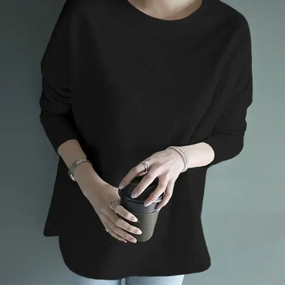 Woman Tshirts Sweater Long Sleeve White T-Shirt Women Loose round Collar in Black Ropa Mujer Camisetas