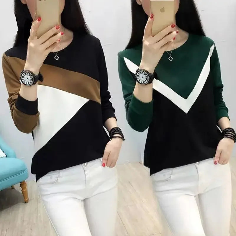 Woman Tshirts Women'S Long-Sleeved T-Shirt Autumn and Winter Loose Multicolor Hoodie Tops Mujer Camisetas