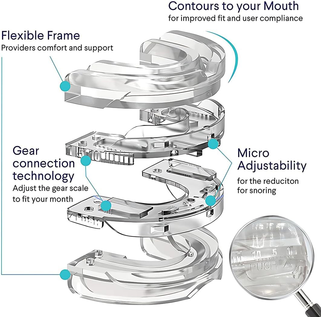 Anti Snoring Devices - Effective Snoring Aids for Men & Women, Versatile & Comfortable Mouth Guard for Home and Travel Sleep Solutions (Light White)