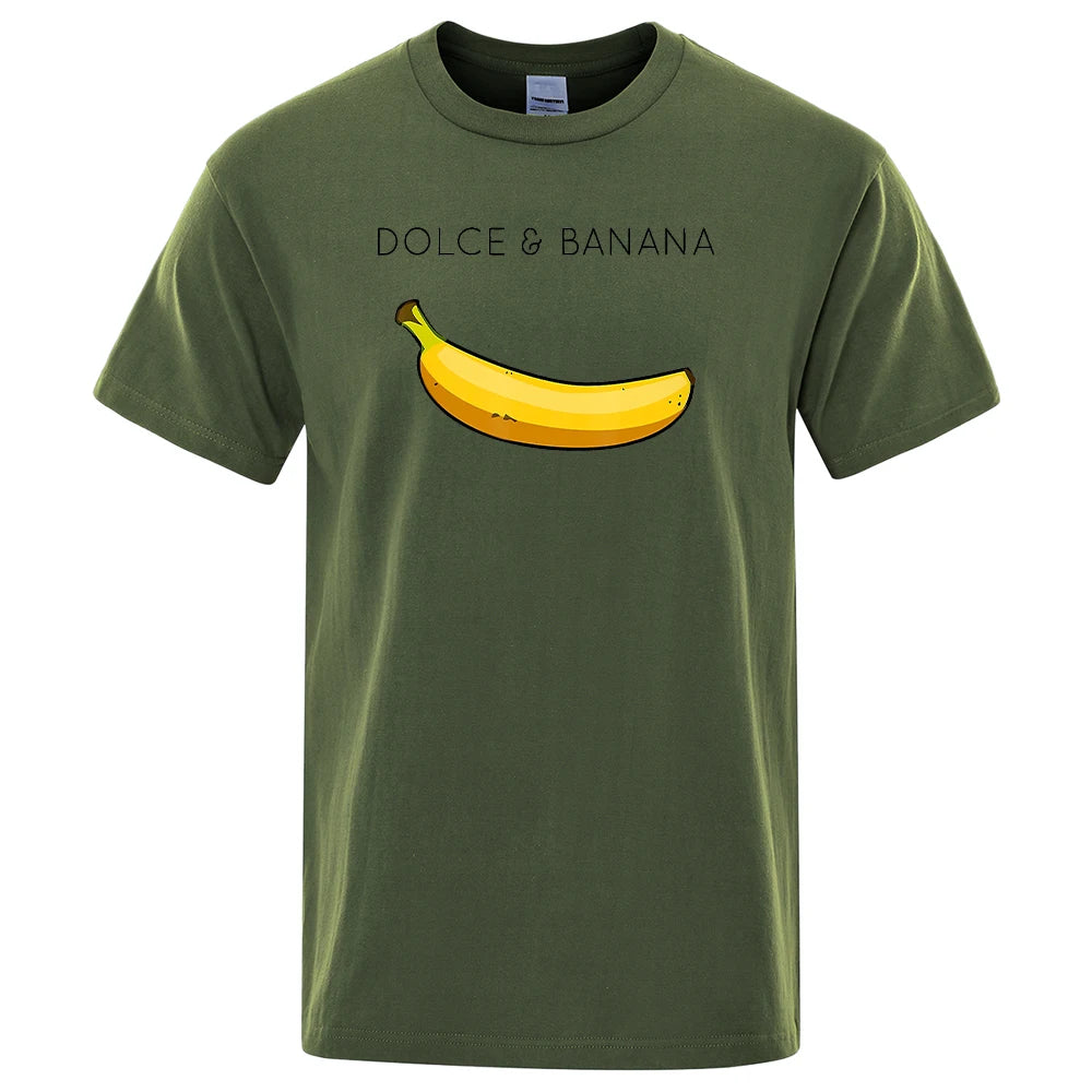 Dolce & Banana Print Mens T-Shirts Crewneck Breathable Tops Oversized Comfortable Tshirt Men'S Short Sleeve S-XXXL Tees Shirts