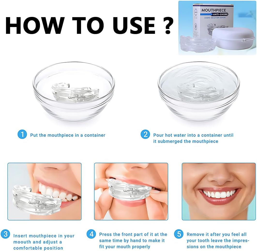 Anti Snoring Devices - Effective Snoring Aids for Men & Women, Versatile & Comfortable Mouth Guard for Home and Travel Sleep Solutions (Light White)
