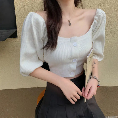 Woman Tshirts T-Shirt Shory Style T-Shirt Sexy Off-Shoulder Top Women Crop Top Mujer Camisetas