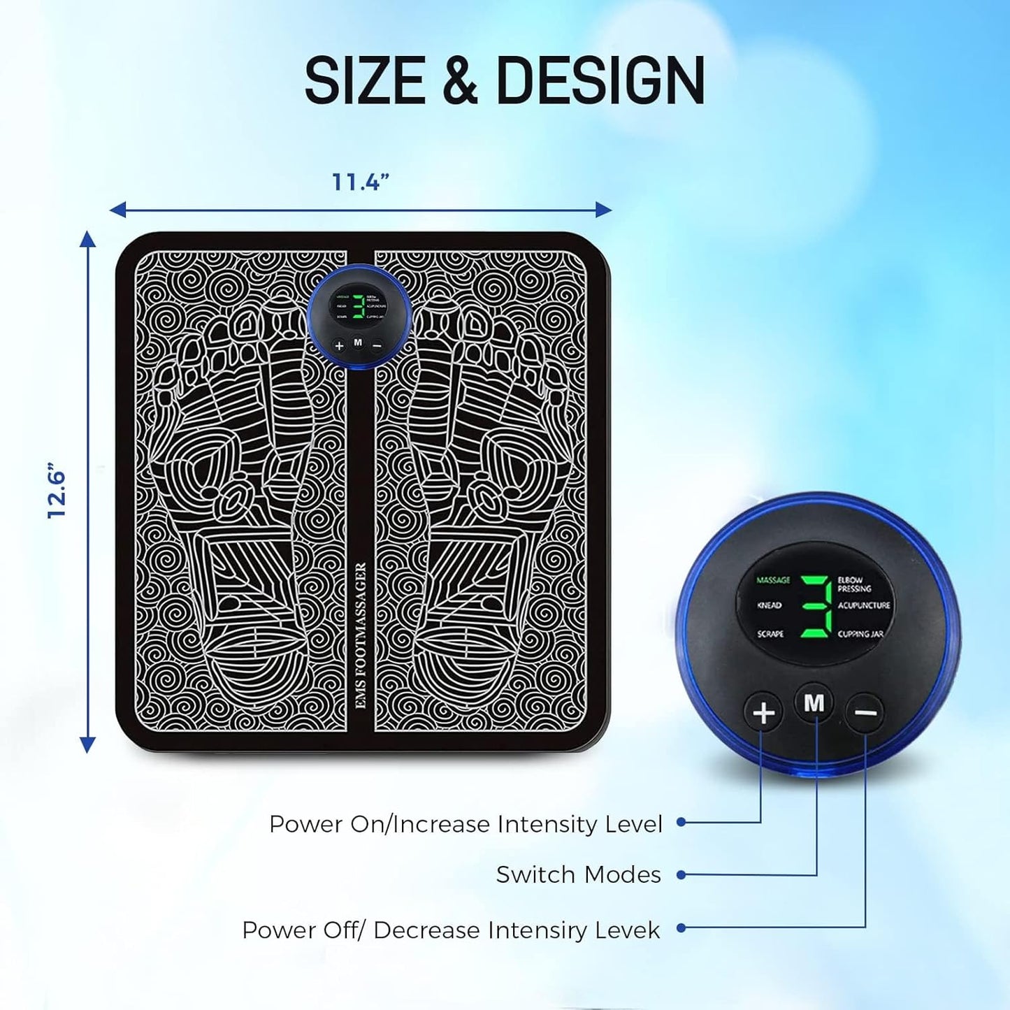 Foot Massager Mat, Feet Massager for Pain Relief and Circulation, Relax Stiffness Muscles, Relieve Feet, Ankles, Achilles Tendons, Calf Muscles Pain