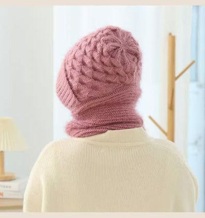 Integrated Ear Protection Windproof Cap Scarf Knitting Thickening Hat Winter UK