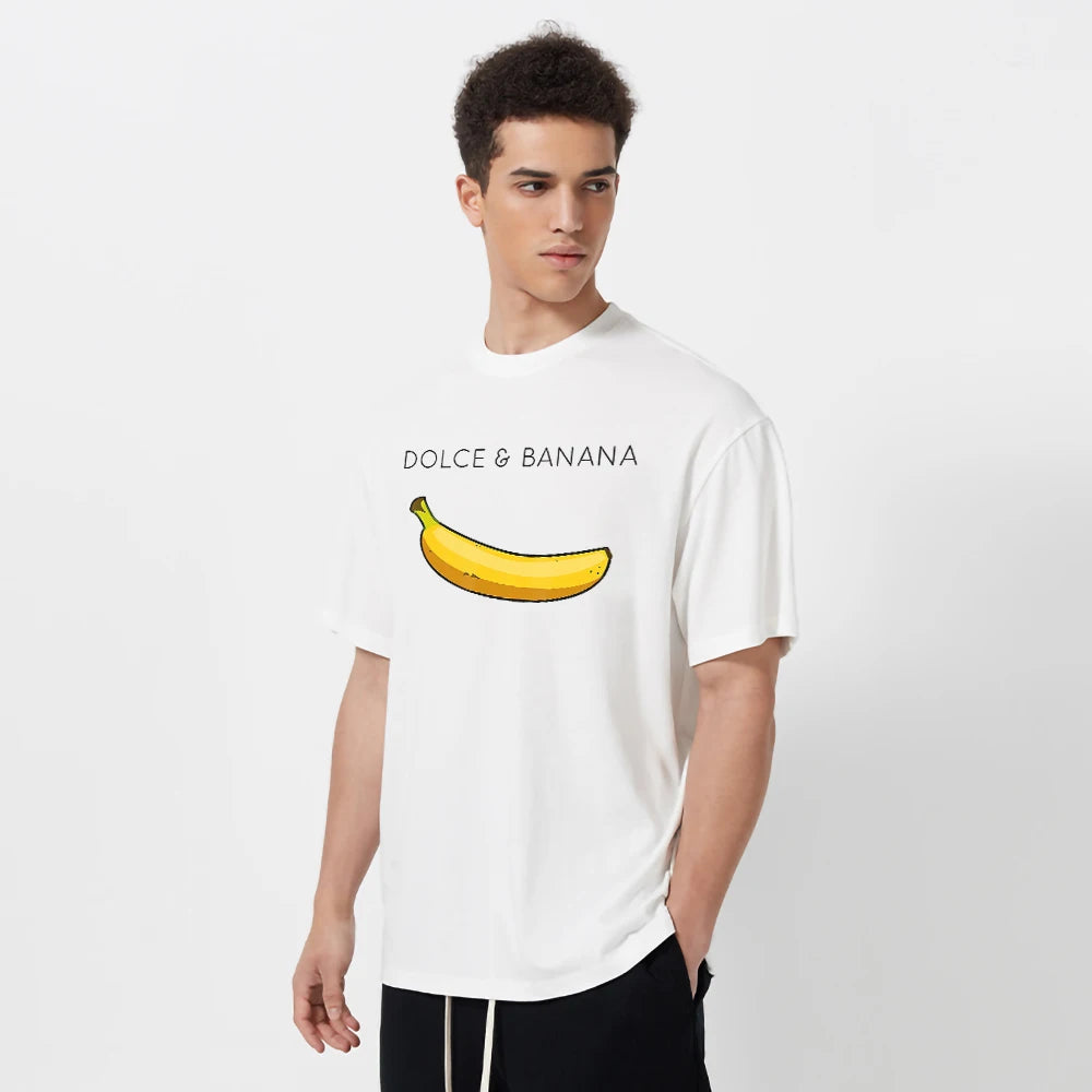Dolce & Banana Print Mens T-Shirts Crewneck Breathable Tops Oversized Comfortable Tshirt Men'S Short Sleeve S-XXXL Tees Shirts