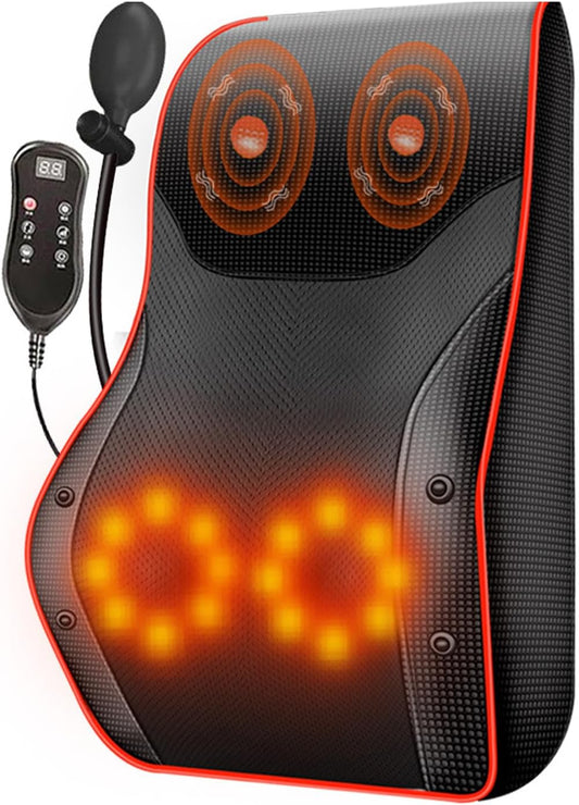Back Massager with Heat, Massager Neck Massager, Shiatsu Wireless with 3D Massage Heads and 3 Speed, Muscle Pain Relief, for Neck, Back, Shoulder, Gifts, Black