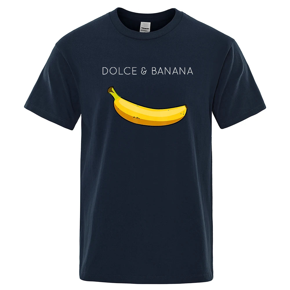 Dolce & Banana Print Mens T-Shirts Crewneck Breathable Tops Oversized Comfortable Tshirt Men'S Short Sleeve S-XXXL Tees Shirts