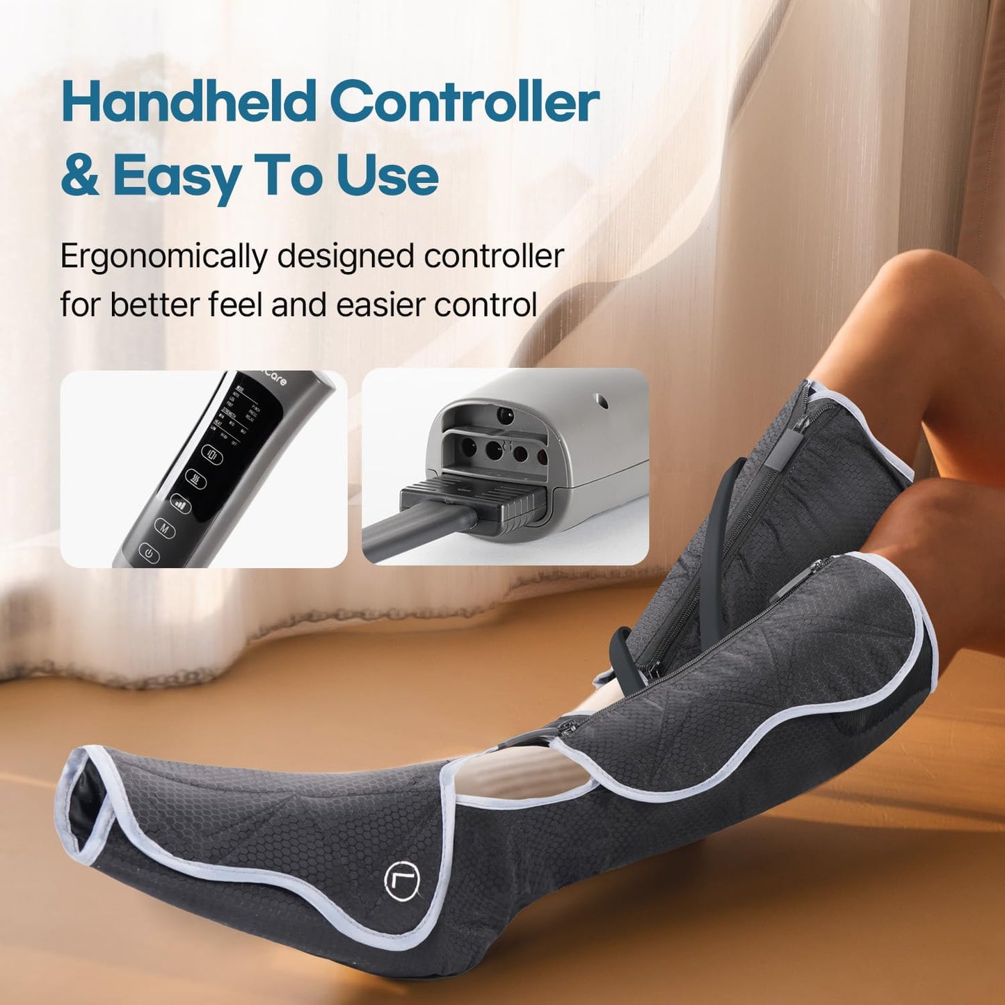 Hubicare Leg Air Massager for Circulation and Relaxation Foot and Calf Massage with Handheld Controller 3 Intensities 2 Modes