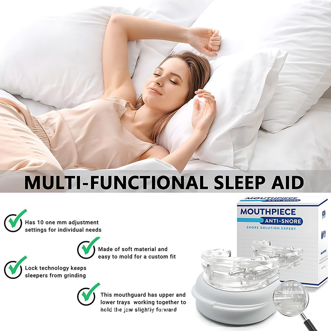 Anti Snoring Devices - Effective Snoring Aids for Men & Women, Versatile & Comfortable Mouth Guard for Home and Travel Sleep Solutions (Light White)