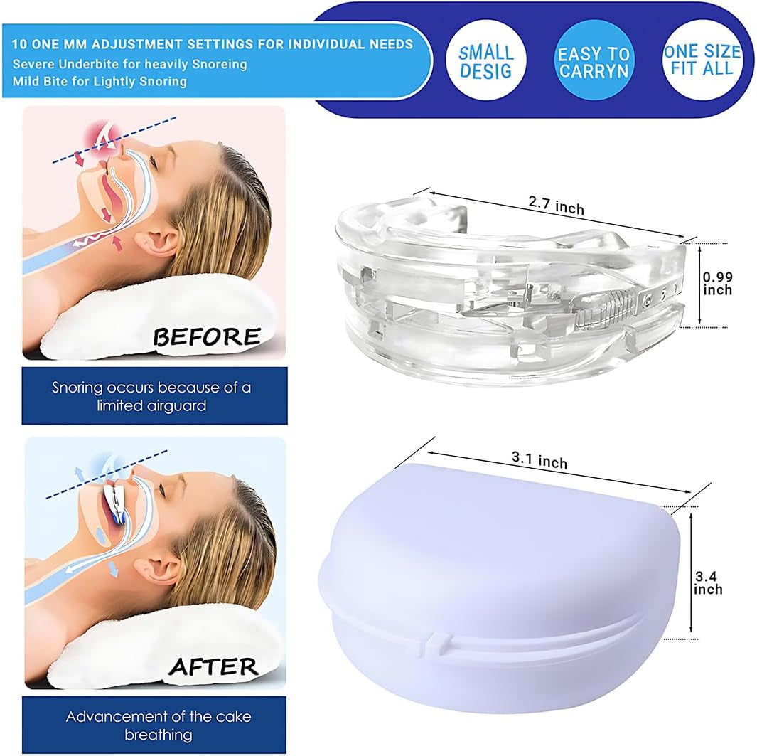 Anti Snoring Devices - Effective Snoring Aids for Men & Women, Versatile & Comfortable Mouth Guard for Home and Travel Sleep Solutions (Light White)