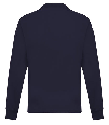 Mens Long Sleeve Polo Shirt Casual Top 2 Button Collared Pique Lightweight