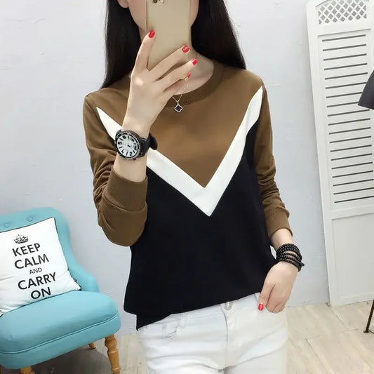 Woman Tshirts Women'S Long-Sleeved T-Shirt Autumn and Winter Loose Multicolor Hoodie Tops Mujer Camisetas