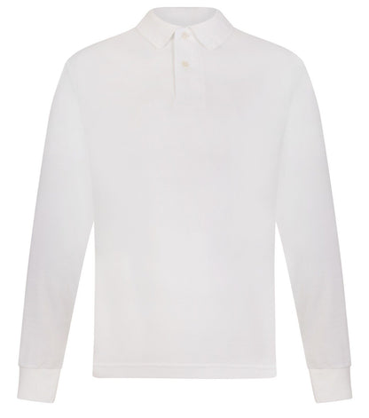 Mens Long Sleeve Polo Shirt Casual Top 2 Button Collared Pique Lightweight