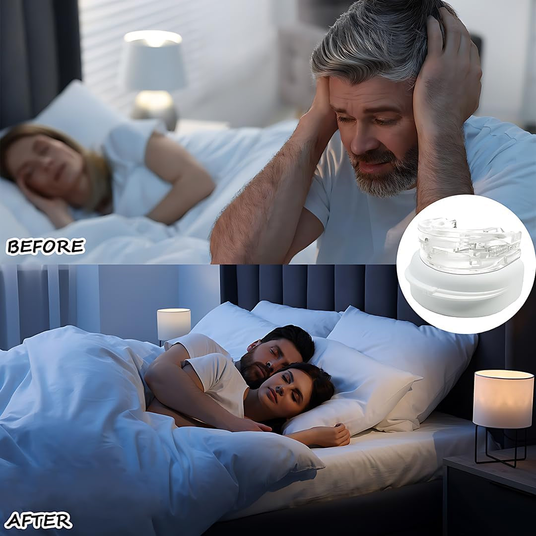 Anti Snoring Devices - Effective Snoring Aids for Men & Women, Versatile & Comfortable Mouth Guard for Home and Travel Sleep Solutions (Light White)