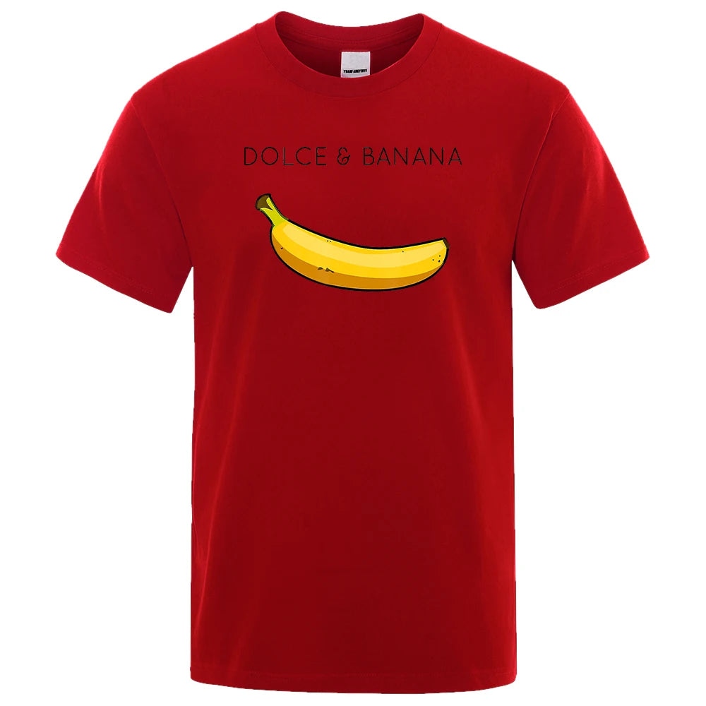 Dolce & Banana Print Mens T-Shirts Crewneck Breathable Tops Oversized Comfortable Tshirt Men'S Short Sleeve S-XXXL Tees Shirts