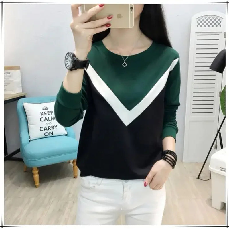 Woman Tshirts Women'S Long-Sleeved T-Shirt Autumn and Winter Loose Multicolor Hoodie Tops Mujer Camisetas