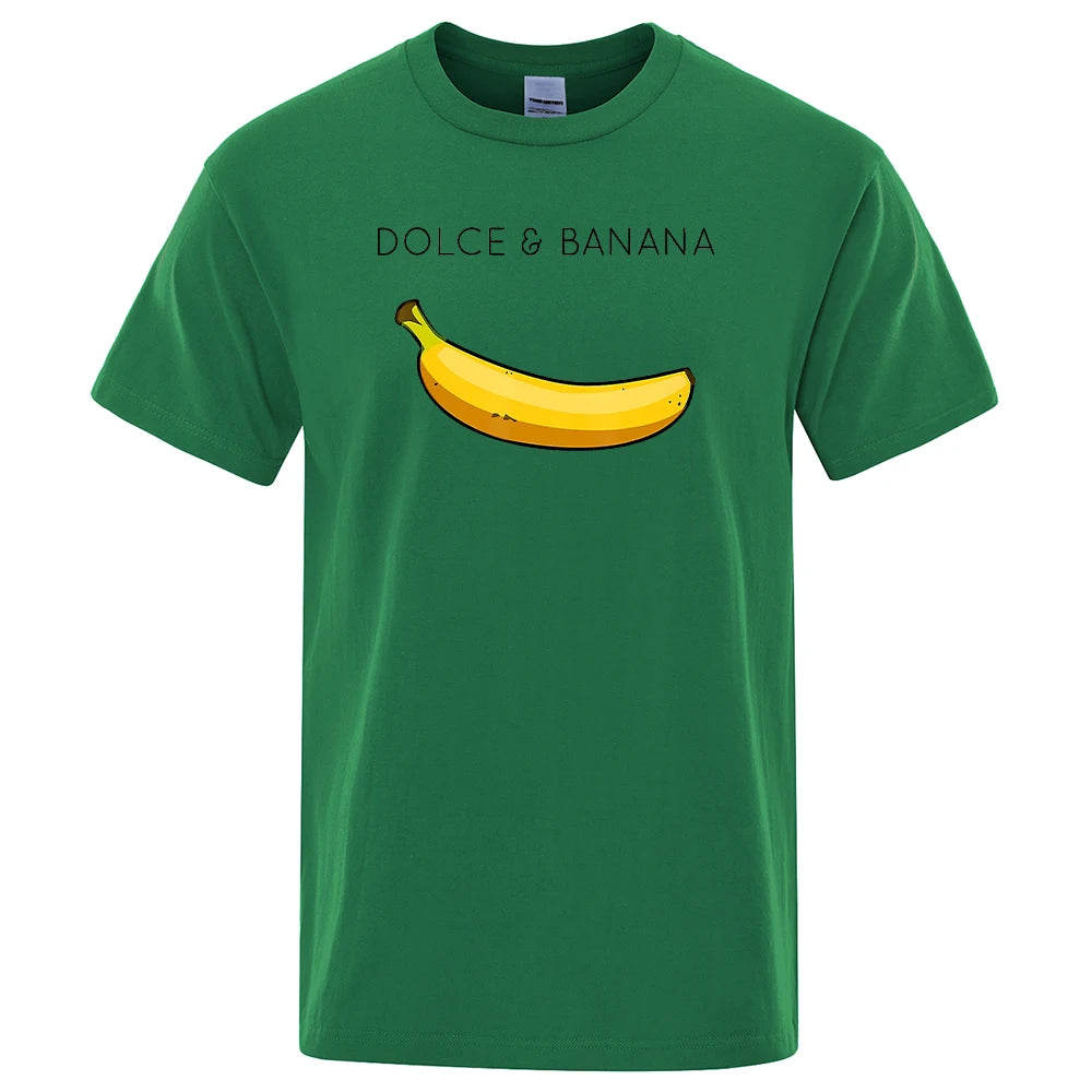 Dolce & Banana Print Mens T-Shirts Crewneck Breathable Tops Oversized Comfortable Tshirt Men'S Short Sleeve S-XXXL Tees Shirts